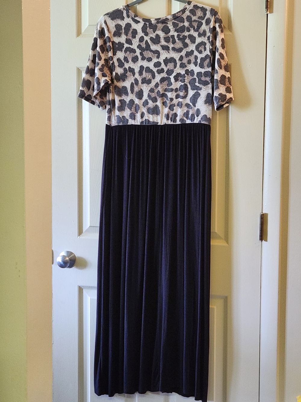 Celeste Cream Leopard-Print and Black Maxi Dress